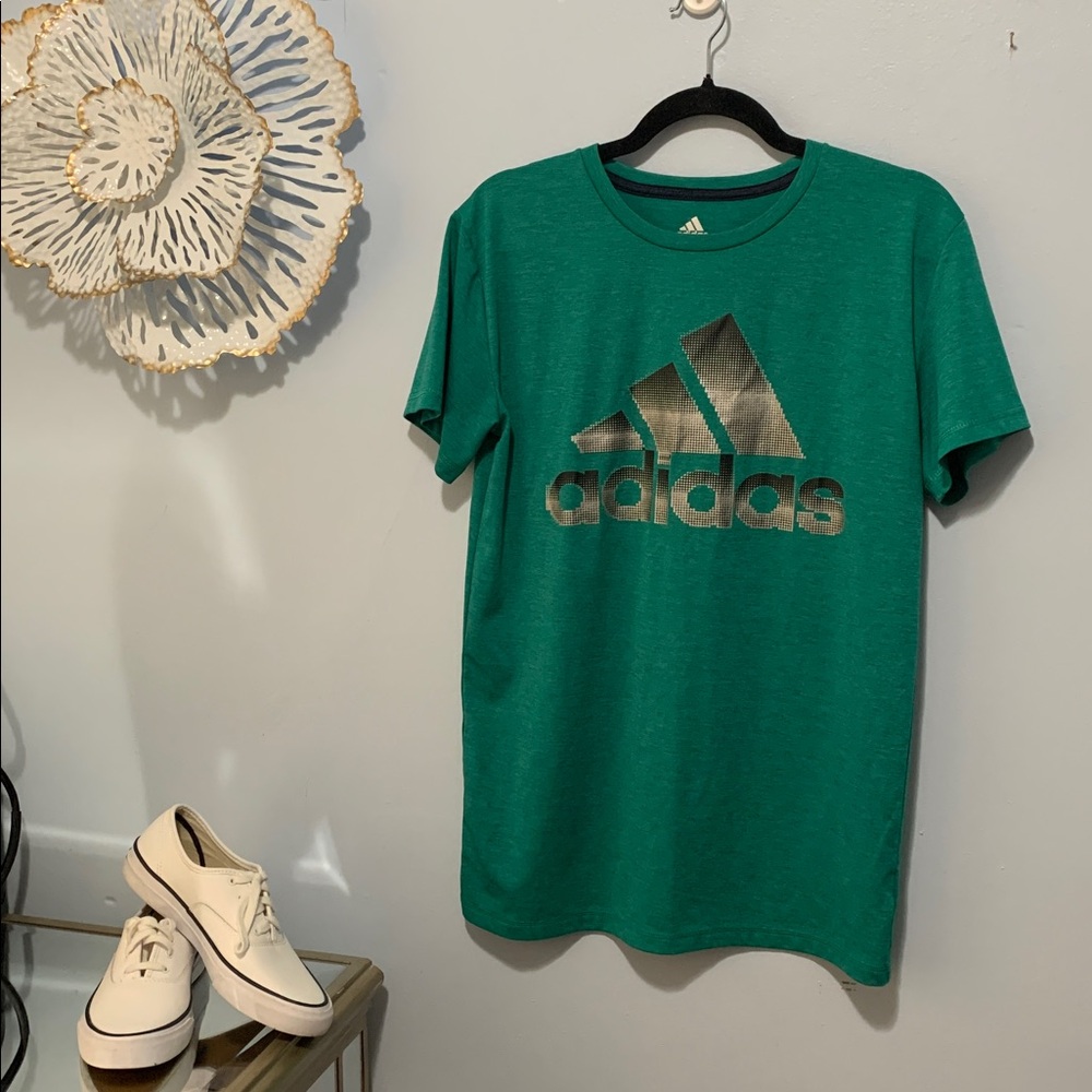 Adidas Teal Tee with Metallic Logo